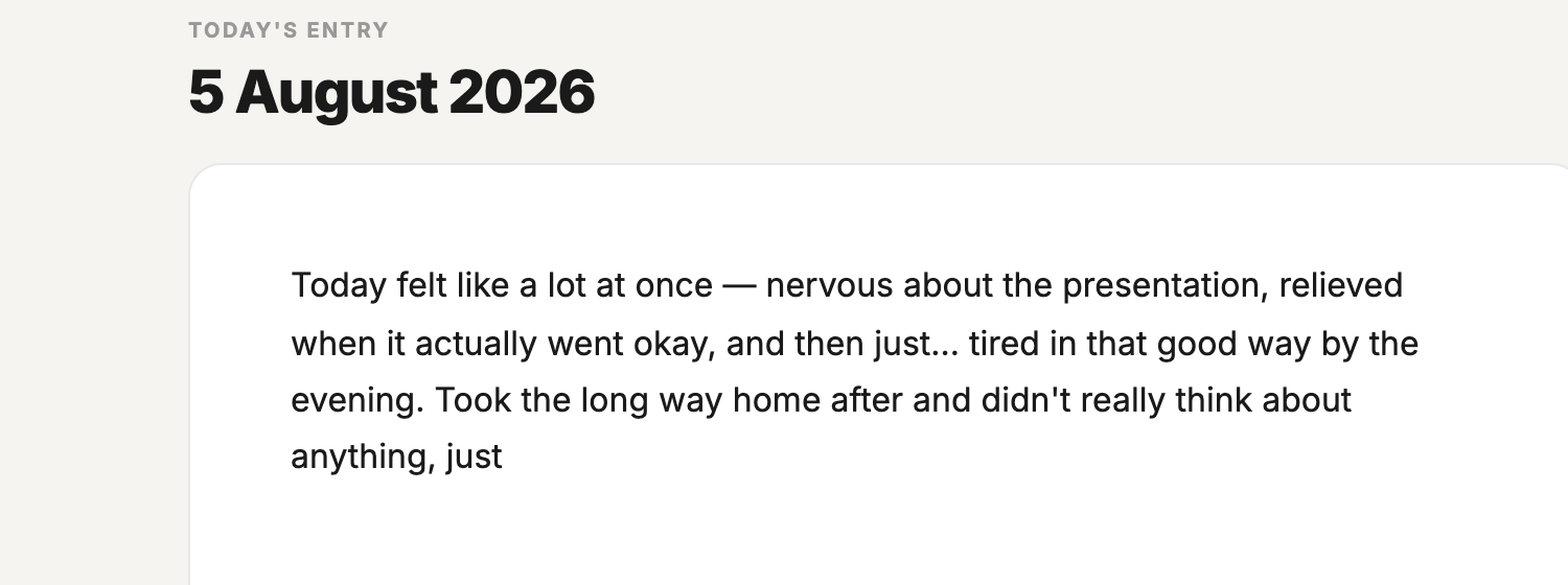 A real diary entry being written inside MainQuest